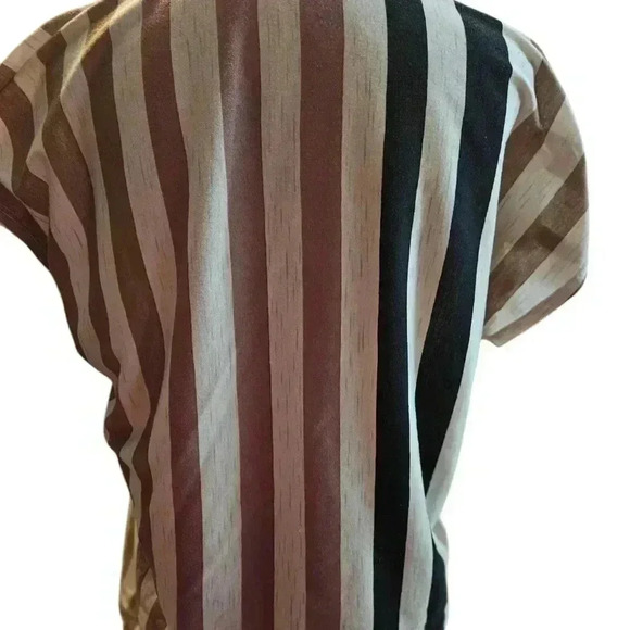 Exclusive One Brown And Black Normcore Spring Twist Front Knot Blouse Sz Lg - Picture 4 of 8